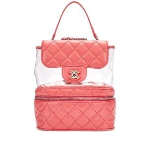 Pink Quilted Calfskin and PVC Bag with Chain Silver Hardware, 2018