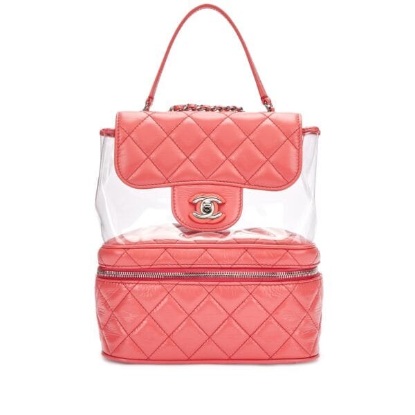 Pink Quilted Calfskin and PVC Bag with Chain Silver Hardware, 2018