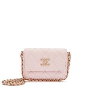 Pink Quilted Calfskin Flap Bag Pale Gold Hardware