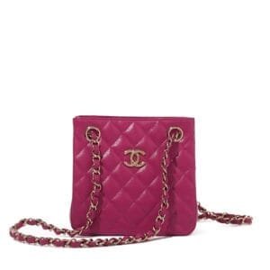 Pink Quilted Caviar Hobo Bag Pale Gold Hardware