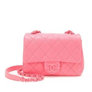 Pink Quilted Caviar Incognito Mini Square Flap Pink Hardware, 2019
