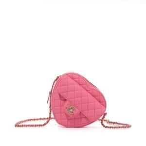 Pink Quilted Lambskin CC In Love Heart Bag Pale Gold Hardware