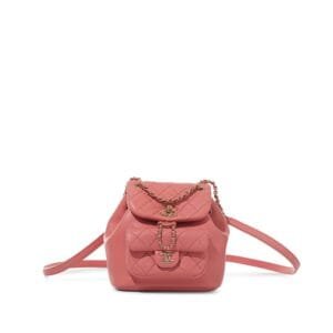 Pink Quilted Lambskin Duma Backpack Pale Gold Hardware