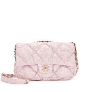 Pink Quilted Lambskin Flap Bag Pale Gold Hardware