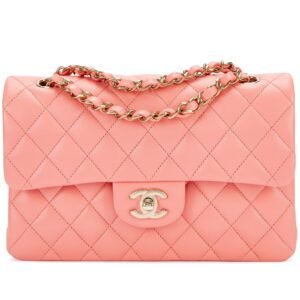 Pink Quilted Lambskin Timeless Classic Double Flap Bag Pale Gold Hardware