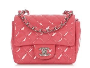 Pink Quilted Patent Mini Classic Flap Bag Silver Hardware, 2013