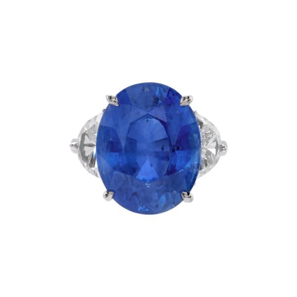 Platinum, 14.80ct Ceylon Sapphire and Diamond Ring