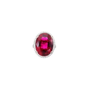 Platinum, 18.06ct Rubellite Tourmaline and Diamond Ring