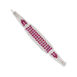 Platinum, 20.00ctw Burmese Ruby and Diamond Bracelet