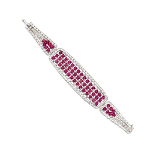 Platinum, 20.00ctw Burmese Ruby and Diamond Bracelet