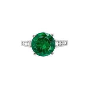 Platinum, 2.35ct Zambian Emerald and Diamond Ring