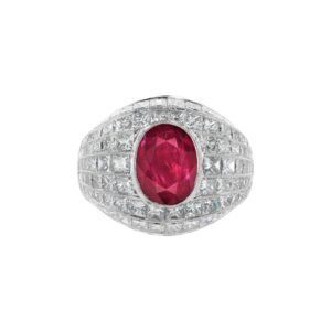 Platinum, 2.84ct Burmese Ruby and Diamond Ring