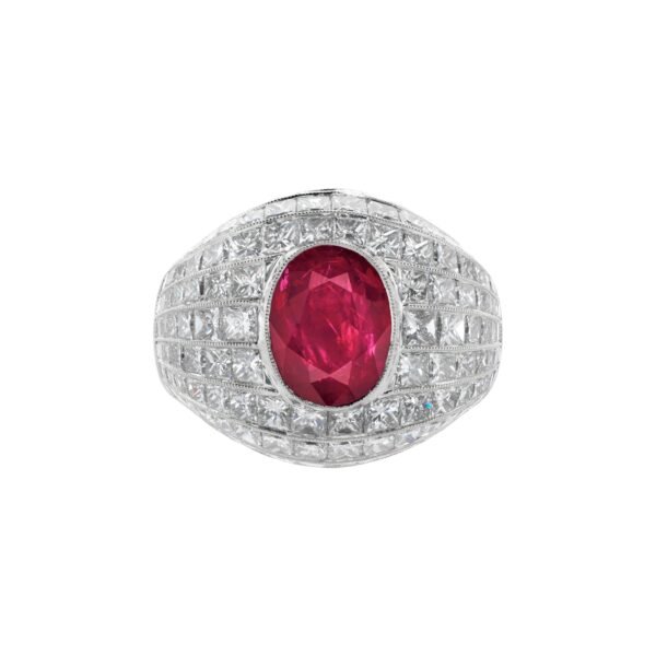 Platinum, 2.84ct Burmese Ruby and Diamond Ring