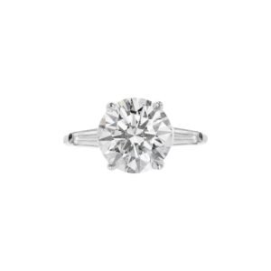 Platinum, 3.01ct Round Brilliant Cut and Diamond Engagement Ring