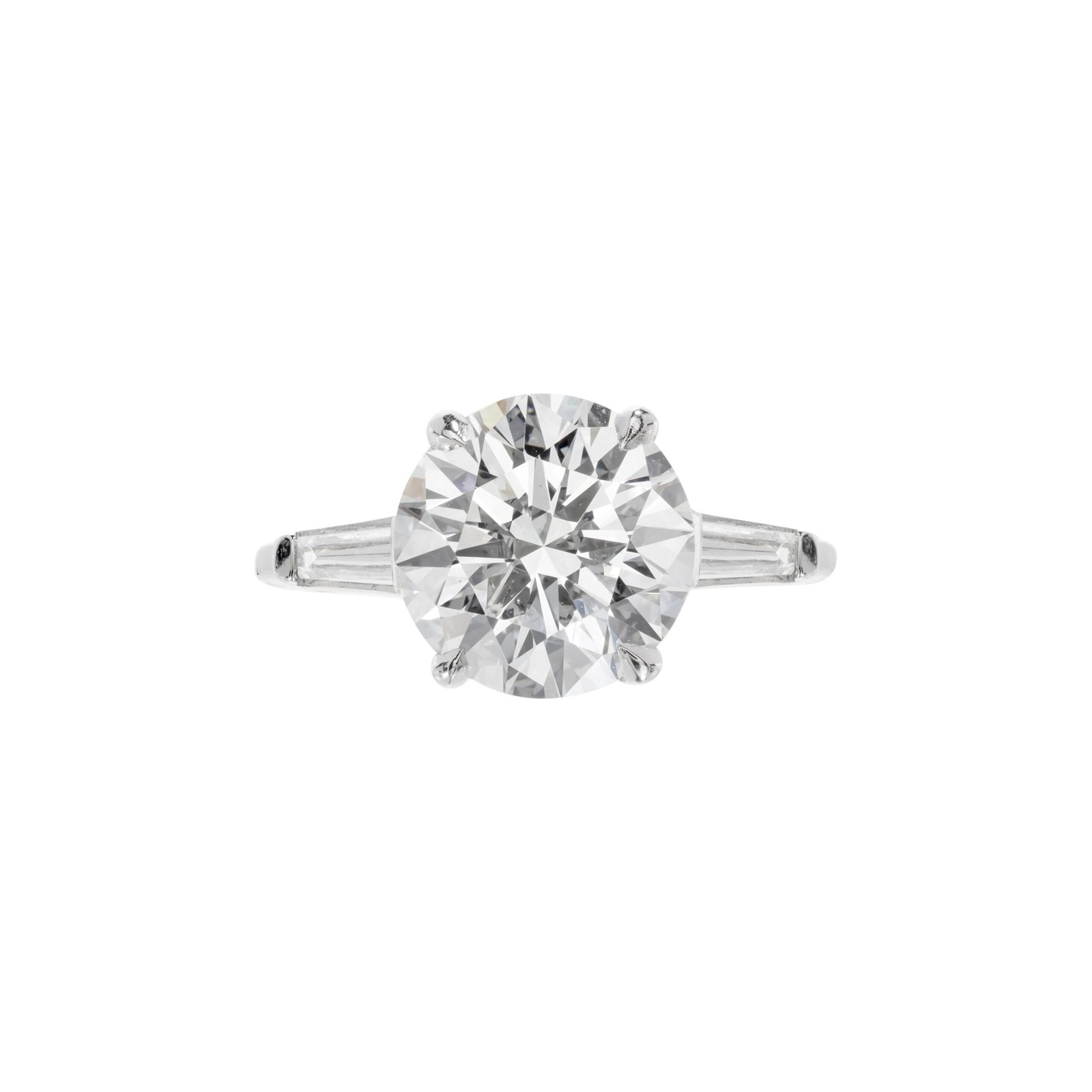 Platinum, 3.01ct Round Brilliant Cut and Diamond Engagement Ring
