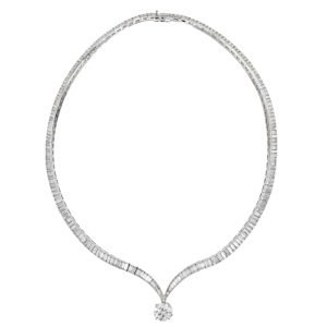 Platinum, 3.41ct Round Billiant Cut Diamond Convertible Drop and Diamond Necklace