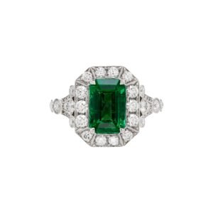 Platinum, 3.86ct Zambian Emerald and Diamond Ring
