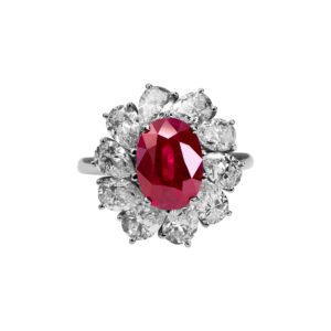 Platinum, 4.39ct Burmese Ruby and Diamond Ring