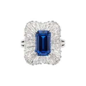 Platinum, 4.51ct Ceylon Sapphire and Diamond Ring