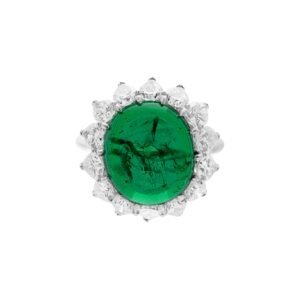 Platinum, 8.97ct Colombian Emerald and Diamond Ring