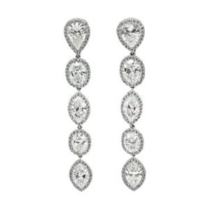 Platinum and 10.74ctw Fancy Cut Diamond Drop Earrings
