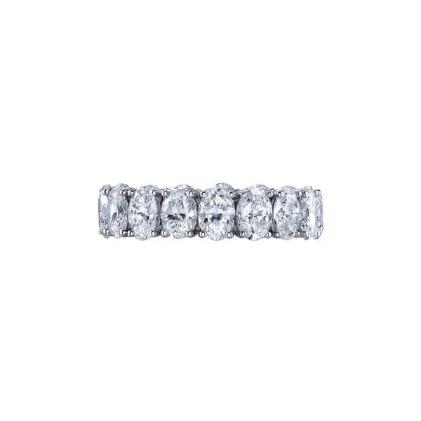 Platinum and 13.00ctw Oval Cut Diamond Eternity Band Ring