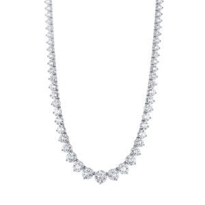 Platinum and 13.00ctw Round Brilliant Cut Diamond Rivière Tennis Necklace