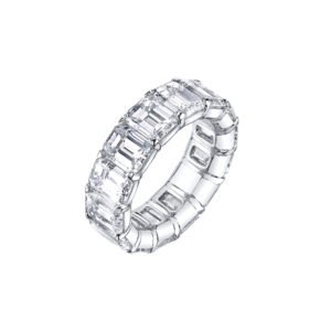 Platinum and 14.00ctw Emerald Cut Diamond Eternity Band Ring