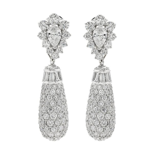 Platinum and 16.65ctw Diamond Convertible Drop Earrings