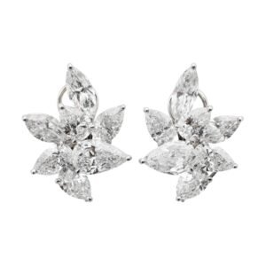 Platinum and 16.79ctw Diamond Cluster Earrings