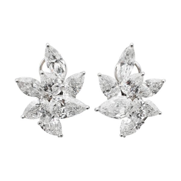 Platinum and 16.79ctw Diamond Cluster Earrings