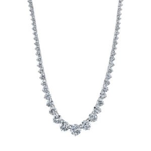 Platinum and 18.00ctw Round Brilliant Cut Diamond Rivière Tennis Necklace