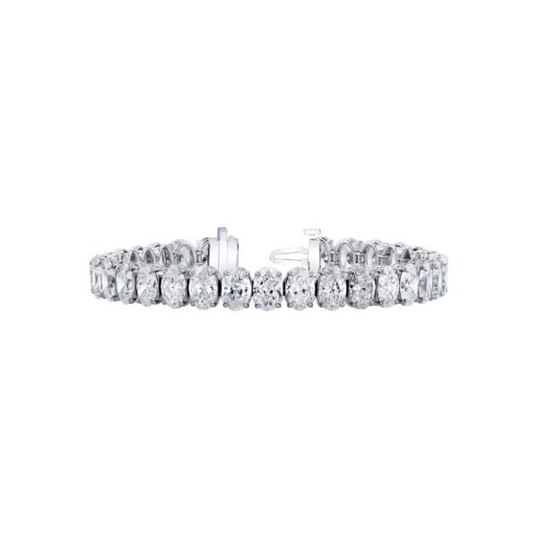 Platinum and 21.50ctw Oval Cut Diamond Tennis Bracelet