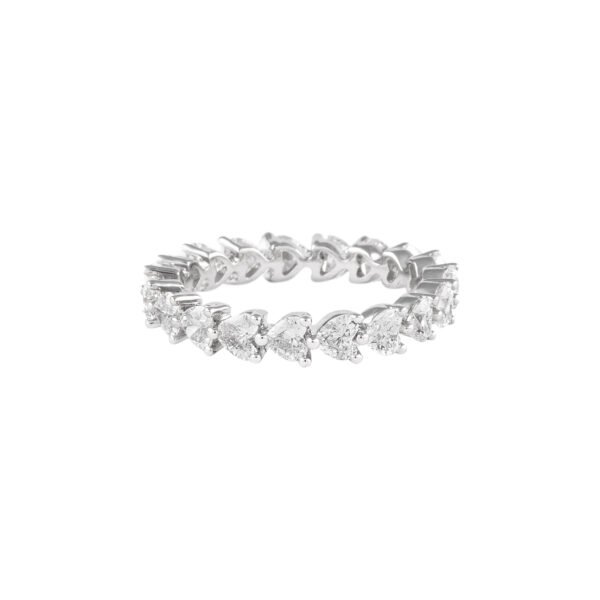 Platinum and 2.15ctw Heart Shape Diamond Eternity Band Ring