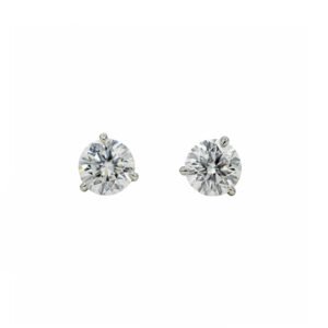 Platinum and 2.19ctw Round Brilliant Cut Diamond Stud Earrings