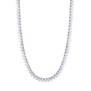 Platinum and 25.00ctw Round Brilliant Cut Diamond Tennis Necklace
