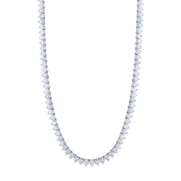Platinum and 30.70ctw Round Brilliant Cut Diamond Tennis Necklace