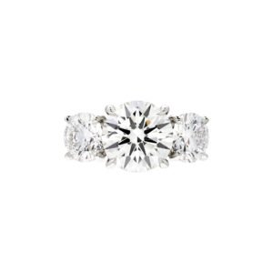 Platinum and 3.30ct Round Brilliant Cut Diamond Three Stone Engagement Ring
