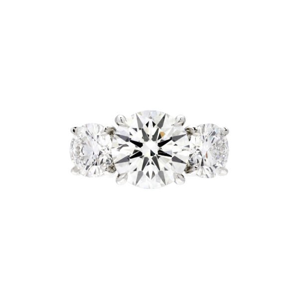 Platinum and 3.30ct Round Brilliant Cut Diamond Three Stone Engagement Ring