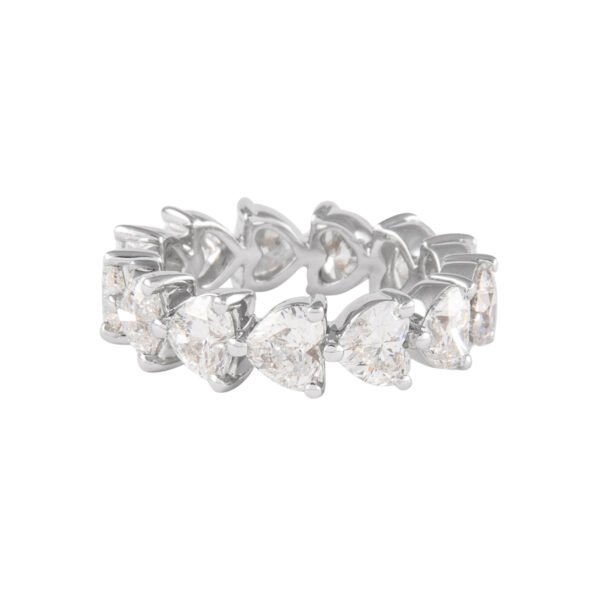 Platinum and 4.00ctw Heart Shape Diamond Eternity Band Ring