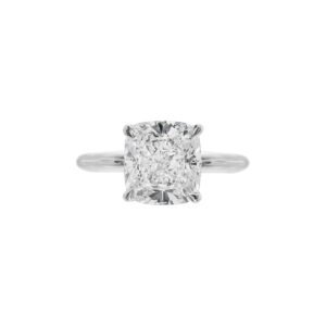 Platinum and 4.02ct Cushion Cut Diamond Solitaire Engagement Ring