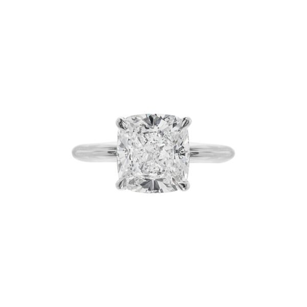 Platinum and 4.02ct Cushion Cut Diamond Solitaire Engagement Ring