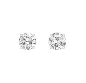 Platinum and 4.10ctw Round Brilliant Cut Diamond Stud Earrings