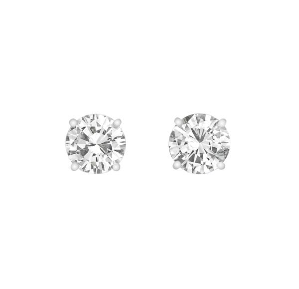 Platinum and 4.10ctw Round Brilliant Cut Diamond Stud Earrings