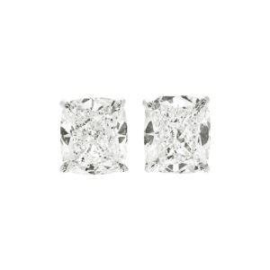 Platinum and 4.20ctw Cushion Cut Diamond Stud Earrings