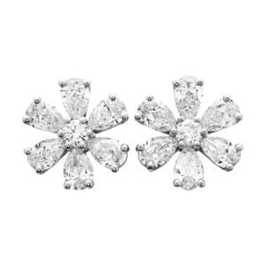 Platinum and 5.15ctw Diamond Flower Stud Earrings