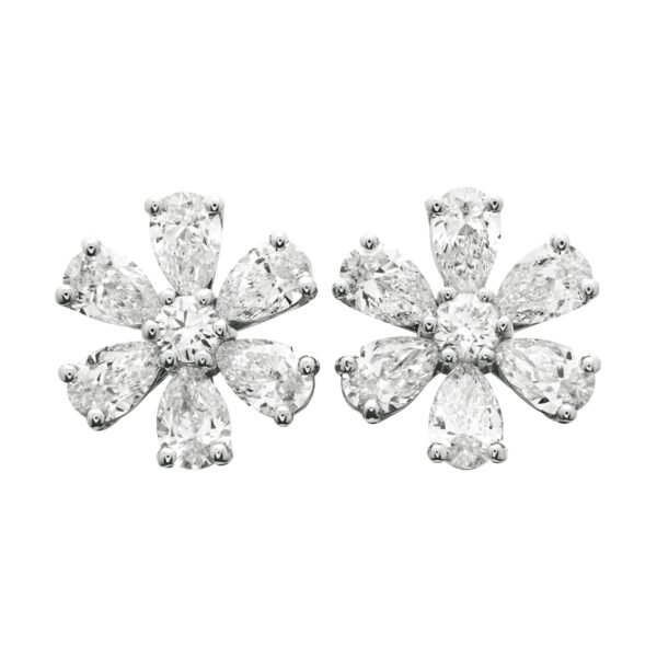 Platinum and 5.15ctw Diamond Flower Stud Earrings