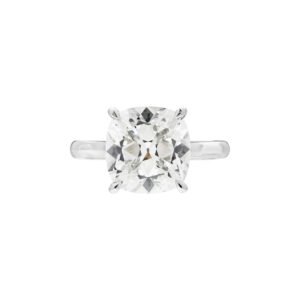 Platinum and 5.56ct Cushion Cut Diamond Engagement Ring