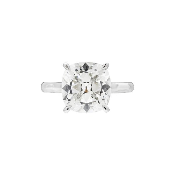 Platinum and 5.56ct Cushion Cut Diamond Engagement Ring