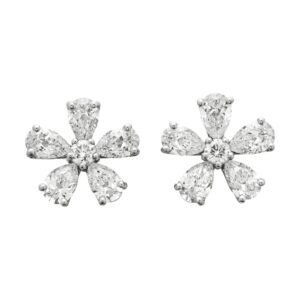 Platinum and 7.70ctw Diamond Flower Stud Earrings